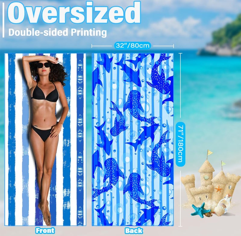 Widdonen Lightweight Thin Microfiber Beach Towel Sand Free Quick Dry Absorbent Compact Soft Pool Swim Travel Towels Extra Large Oversized Beach Accessories Gifts for Adult - Image 3